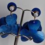 Cobalt Blue Lucite 3D Floral Earrings Image 5