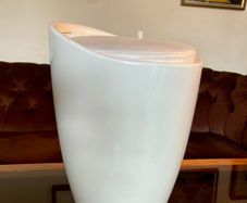 Wenko Rare Y2K Storage Stool Seat with White Faux Leather Lid
