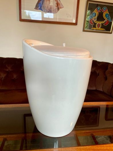 Wenko Rare Y2K Storage Stool Seat with White Faux Leather Lid