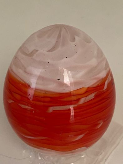 Three gorgeous art glass eggs one from Finland