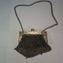 German silver chainmail mesh purse with floral clasp and chain strap Image 6
