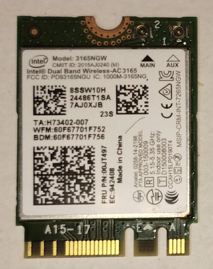 Free Post - Dual Band Wireless-ac 3165 (3165ngw) M2 Wifi Card
