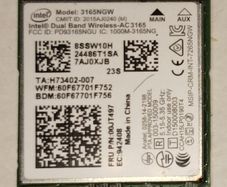 Free Post - Dual Band Wireless-ac 3165 (3165ngw) M2 Wifi Card