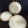 Lovely Set of Six Vintage Shabby Chic Floral Tea Plates and Matching Cake Plate by Rose China AD1820, Manchester,  in Delicate Floral Swags Pattern with Yellow and Pink Roses Image 9