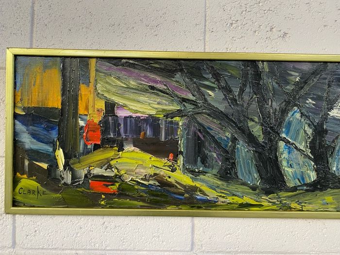 expressionistic oil on canvas signed Clarke