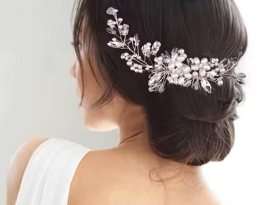Crystal Rhinestone Flower Pearl Hair Comb, Headband Tiara Hairpin For Women Bride Party Wedding