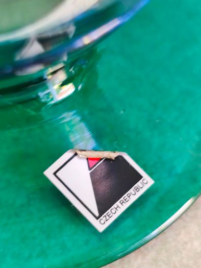 SET OF 5 , 1920 s Art Deco Czech Republic Cobalt Blue Green On Clear Glasses