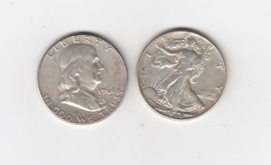 USA, 2 x Half Dollars, 1961,&1940, 90% silver coins (no. 451)