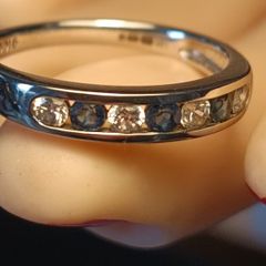 9ct white Gold CZ and Natural Sapphire 7 stone ring