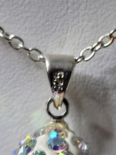 925 Sterling Silver Shamballa Crystal Disco Ball Pendant Chain and Earrings