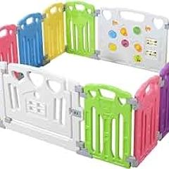 Baby Playpen Kids Activity Centre Safety Play Yard Home Indoor Outdoor New Pen (Multicolour, Classic Set 14 Panel) (Multicolour 14 Panel)