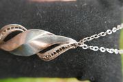 Vintage Sterling Silver 925 Twist Leaf Blade Pendant Long Necklace 7,1g length - 20"