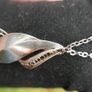 Vintage Sterling Silver 925 Twist Leaf Blade Pendant Long Necklace 7,1g length - 20" Image 5