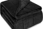 Sivio Weighted Blanket 7kg Black 120x180cm Sherpa Fleece Reversible - Brand New
