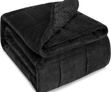 Sivio Weighted Blanket 7kg Black 120x180cm Sherpa Fleece Reversible - Brand New