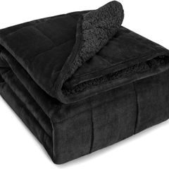 Sivio Weighted Blanket 7kg Black 120x180cm Sherpa Fleece Reversible - Brand New