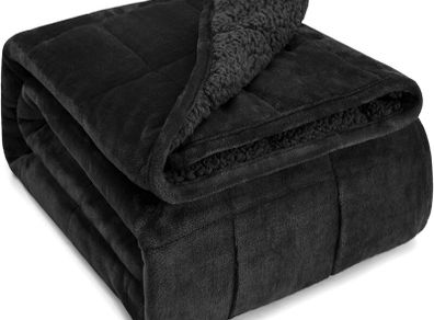 Sivio Weighted Blanket 7kg Black 120x180cm Sherpa Fleece Reversible - Brand New