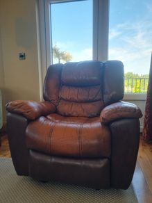 Brown Leather Recliner Armchair