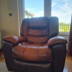 Brown Leather Recliner Armchair