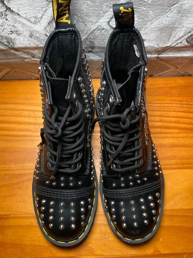Dr Martens 1460 Ladies Black Smooth Studded Atlas Leather Punk Goth Zip Boots UK6 EU39