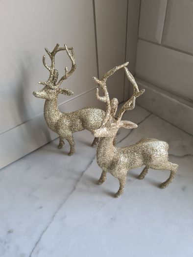 Gold Glitter Christmas Reindeer x 2