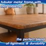 4 Seater Compact Dining Set - Brown & Black Table with 2 Benches - Small Space Saving Kitchen Dining Furniture with Wood Finish & Metal Frame for Modern Homes Image 3