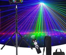 Disco Lights 5 in 1 Led DJ Light with Tripod Stand, Kaleidoscope Ball/Red Green Pattern/Sound Activated/Star Light/Strobe Effect, Portable Disco Ball for Gig Disco Party DJ Stage Lighting