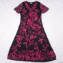 Country Casuals CC Black Sheer Mesh Fuchsia Pink Soutache Ribbon Embroidered V-Neck Midi Dress 16UK/44EU Image 4