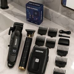 WEEME 3-in-1 Professional Hair Clipper & Grooming Set (826+T9 Black Spiral) - New in Box