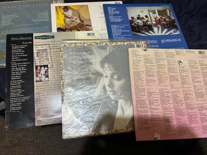 A Nanci Griffith record collection.