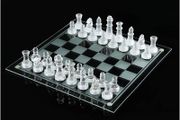 Glass Chess Game Set,Frosted/Polished Glass Chess Board Set Glass Chess Pieces with Padded Bottom, Crystal Chess Board Youth Adults Play Set (FREE POSTAGE)
