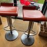 Vintage Italian orange leather bar stools. Image 5
