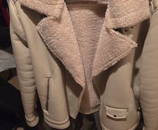 Zara Mens Cream Biker Jacket