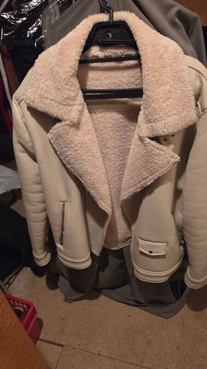 Zara Mens Cream Biker Jacket