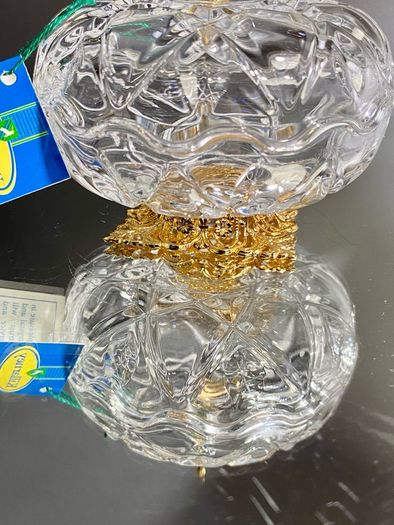 Vintage Killarney Crystal Glass Trinket Dish 24% Lead Crystal 24 Ct Gold Finishing