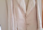 Off White/Cream Faux Fur & Sheepskin Coat - Size 14