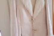 Off White/Cream Faux Fur &amp; Sheepskin Coat - Size 14