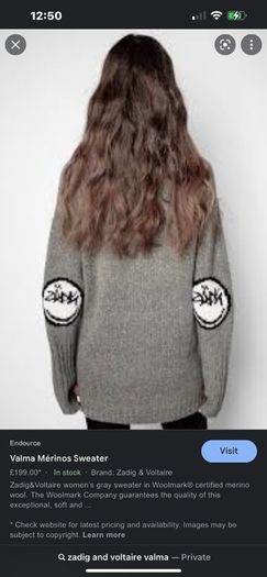 Zadig and Voltaire grey wool jumper M