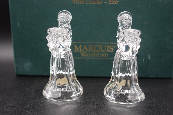 Marquis by Waterford Crystal Angel Candleholders  Pair in Original Box