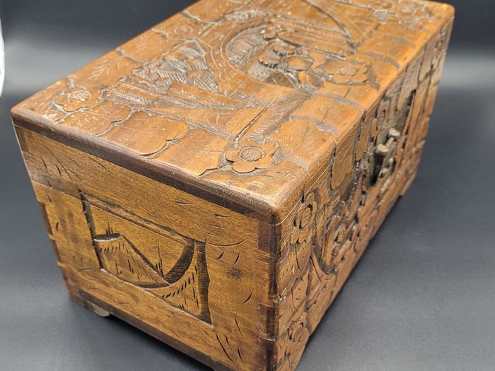 Antique Chinese Carved Wooden Large Box