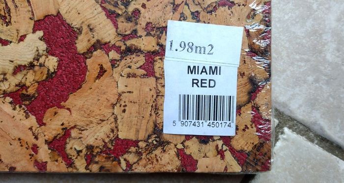 44 psc.(4 Pack).Natural Cork Tiles for Wall or Floor Decoration.(Miami Red) New