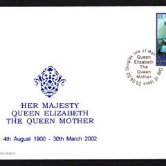2002 Isle of Man Queen Elizabeth The Queen Mother 4th August 1900-30th March 2002 Commemorative Stamp First Day Cover (FDC)