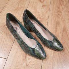 Marks & Spencer Insolia Green Snake Print Block Heel Pumps Court Shoes 4UK/37EU/23 cm