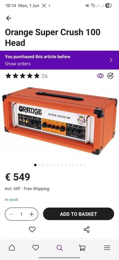 Orange Supercrush 100 Head w/ cover