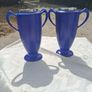 2 X George Clews Art Deco Chamelon ware With Sterling Silver Rims Image 5