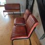 Tan Faux Leather Bench & 2 Matching Chairs Set Image 2
