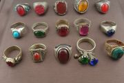 Lot of 15 Handmade Brass Rings  Ancient Style Mixed Vintage Jewelry