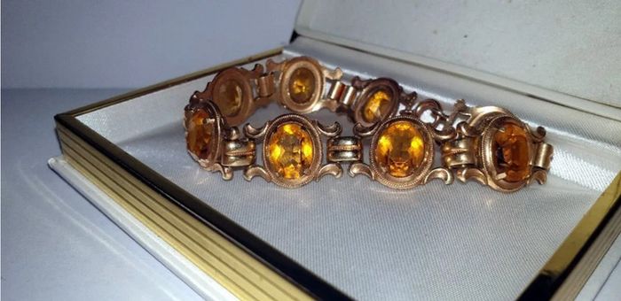 Vintage K&L 14ct Gold & Amber Bracelet
