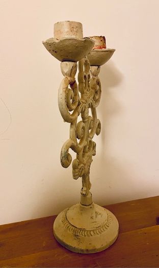 Vintage Cast Iron Candelabra Ornate Florentine Shabby Chic Candle Holder