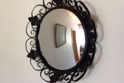 Vintage 50s/ 60s Black Wrought iron circular mirror